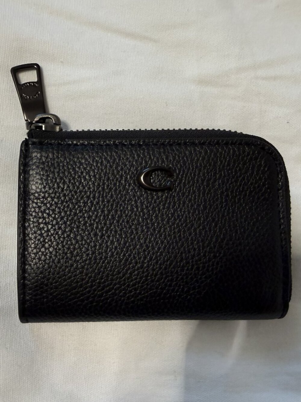 Coach L Zip Key Case Black Wallet